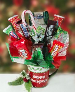 bouquet de dulces en taza para navidad