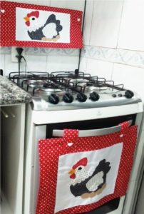 Tapetes de tela para decorar la puerta del horno en la estufa
